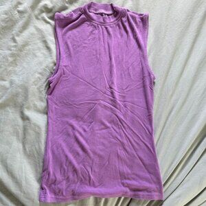 purple sleeveless top